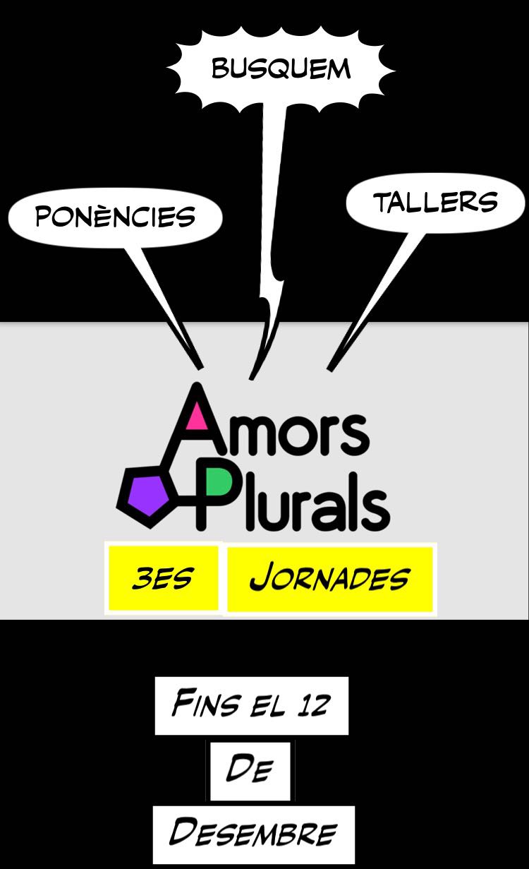 Muntatge amb el logo d'Amors Plurals i la data màxima d'enviament de propostes